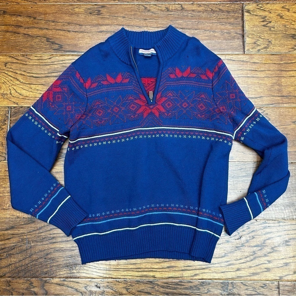 Vineyard vines fair isle Christmas holiday‎ extra fine merino wool sweater